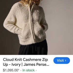 James Perse Cloud knit Cashmere Zip Up Sweater